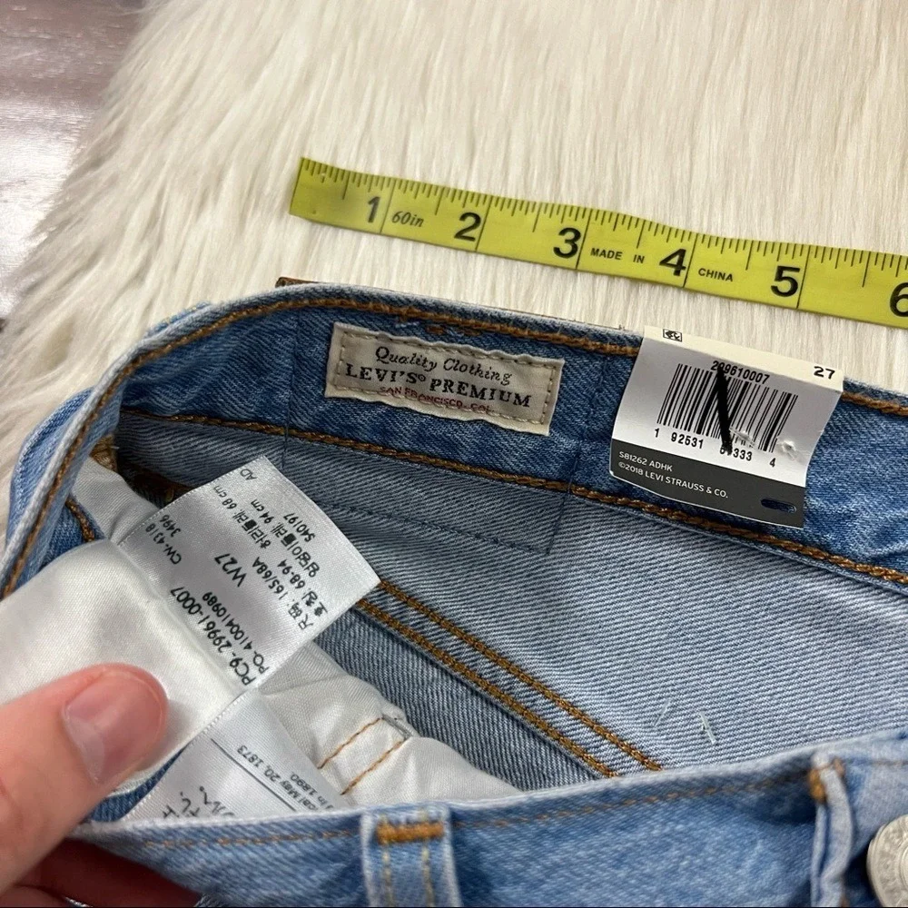 Levi's Size 27 Haze Blue Distressed 501 Long Denim Shorts